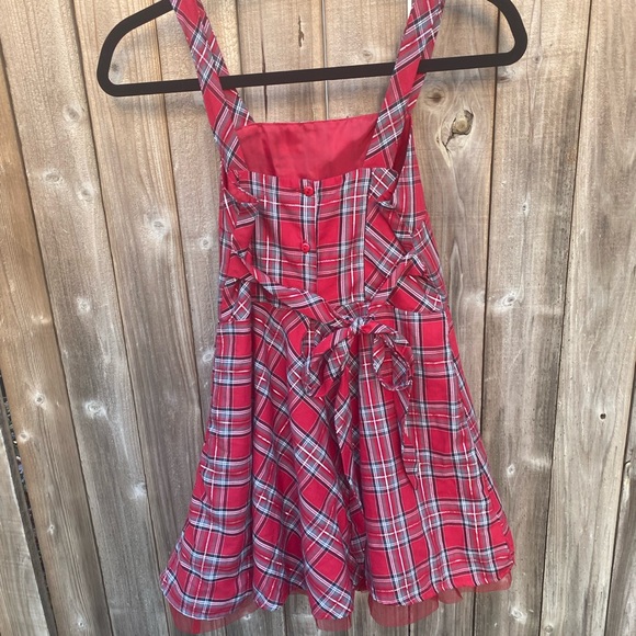 Christmas Plaid Dress with Red Net Slip - Picture 5 of 9